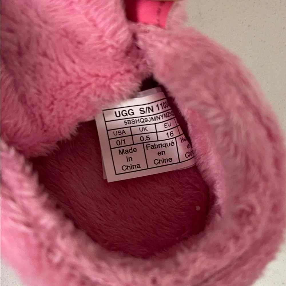 UGG Bixbee Bootie Fuzzy Pink Bloom Baby Slippers Size 0/1
